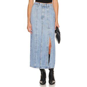Etica Ingrid Split Skirt Maxi Jean Arcadia Denim Blue Organic Cotton Size 27 NEW
